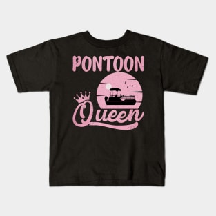 Pontoon Queen Vintage Funny Pontoon Boat Lover Girls Kids T-Shirt